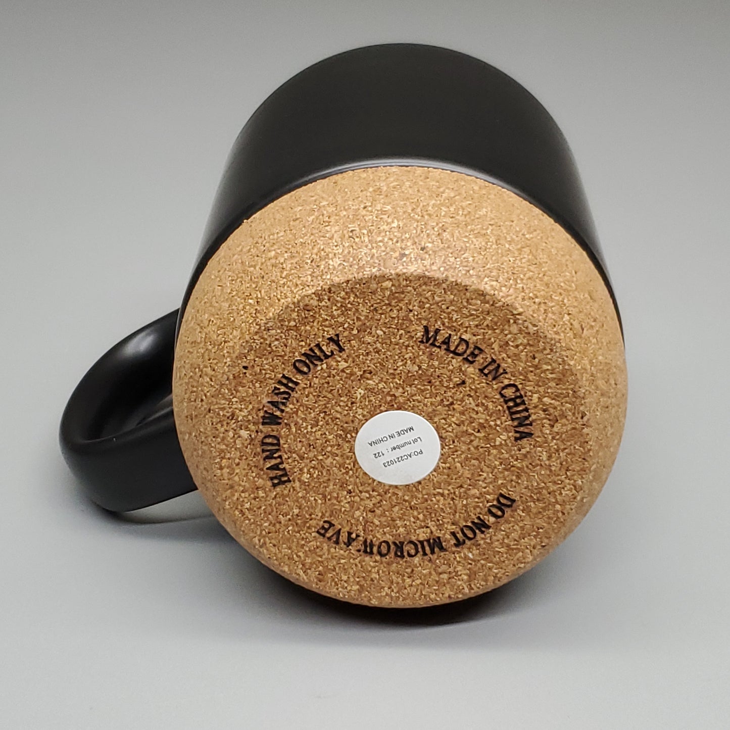 12 Pack of Cork Base Ceramic Mugs with Lids Blank Black AC566-00