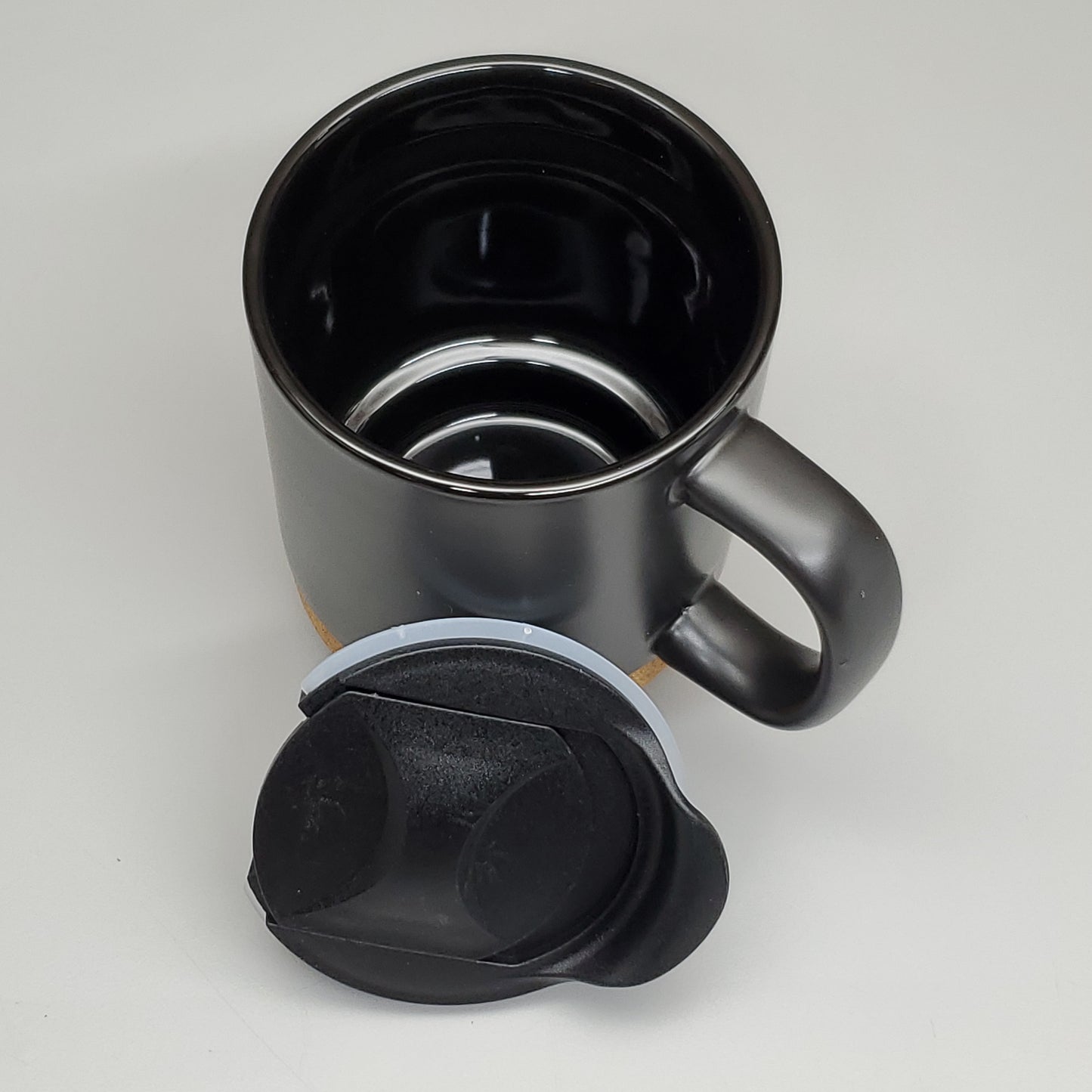 12 Pack of Cork Base Ceramic Mugs with Lids Blank Black AC566-00