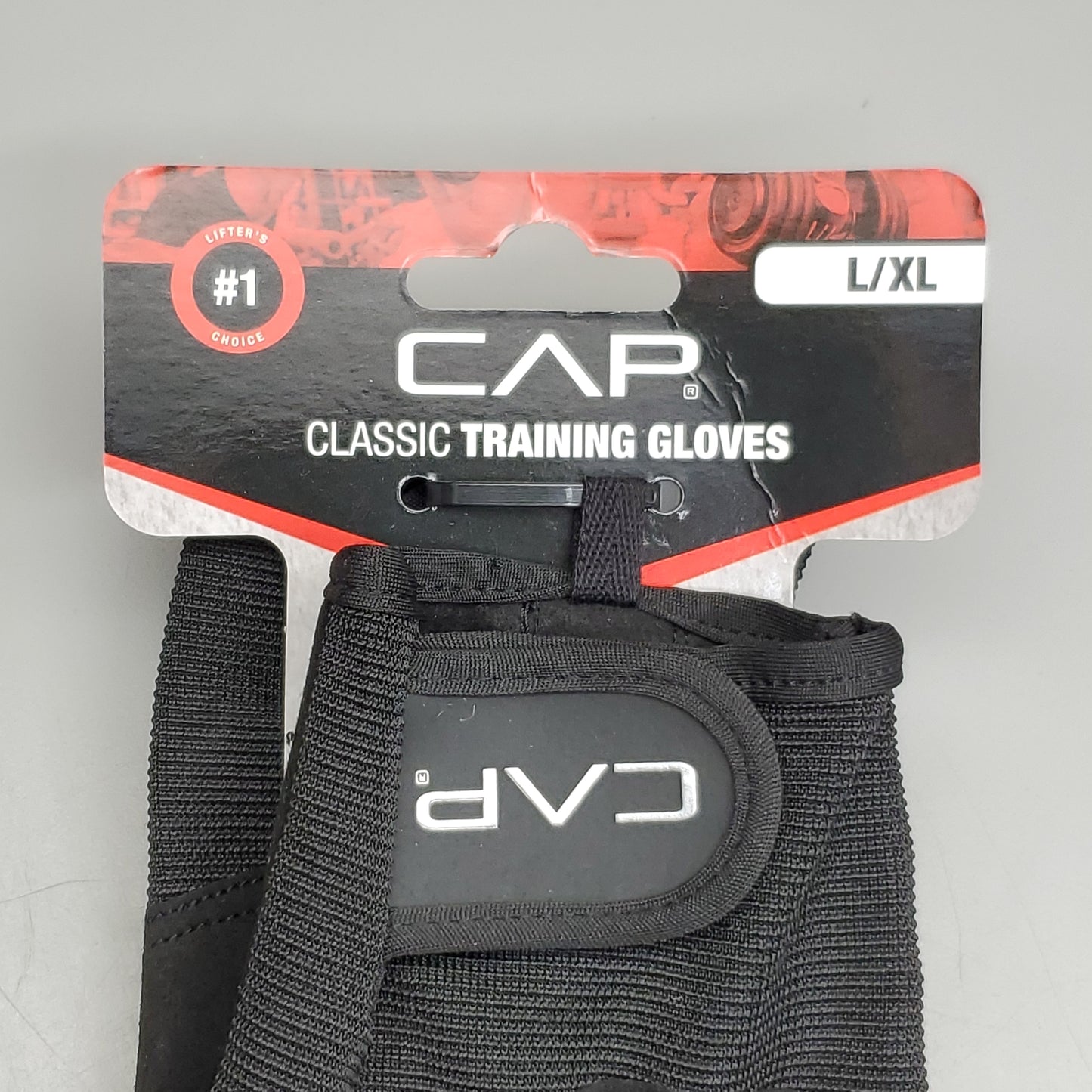 CAP Pair of Classic Training Gloves SZ L / XL Hook & Loop W/ Finger Pull Tab Black HHWG-1BKL (New)