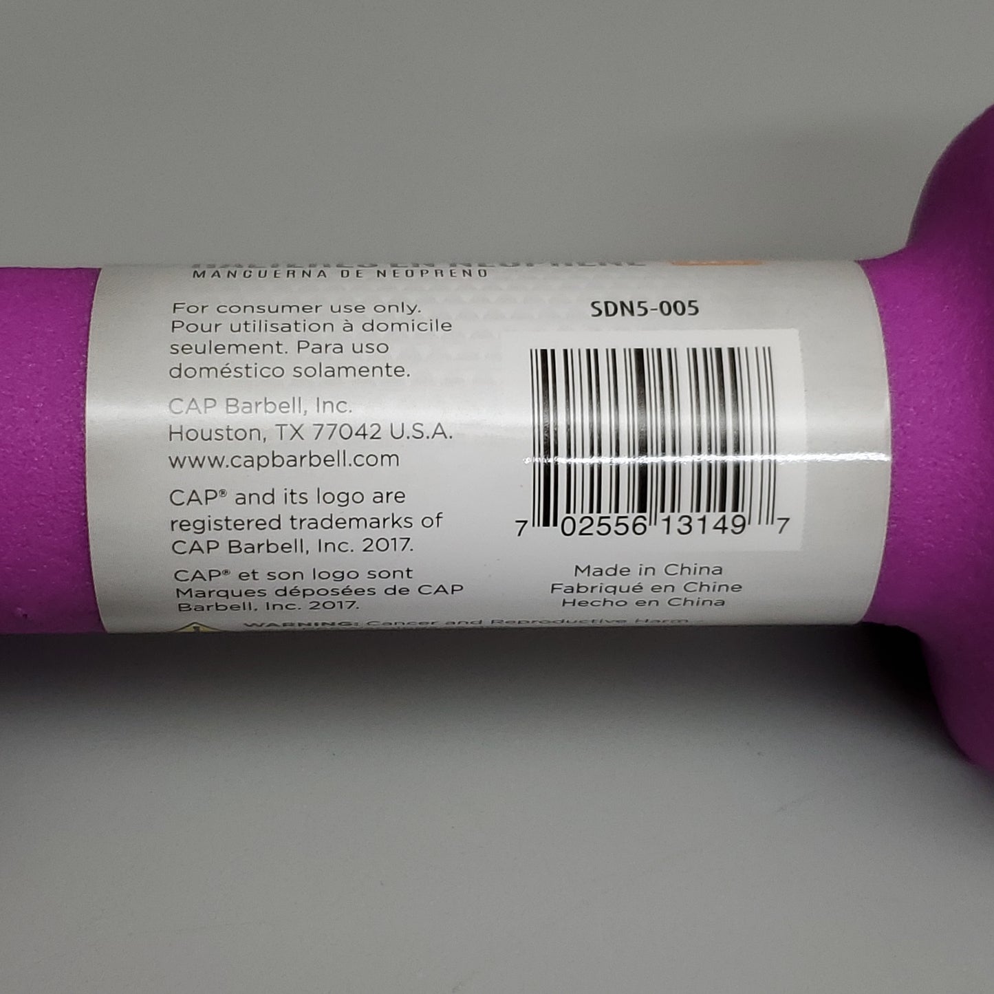 CAP 2PK! Neoprene Coated Dumbbells 5 lbs Each Purple SDN5-005 (New)