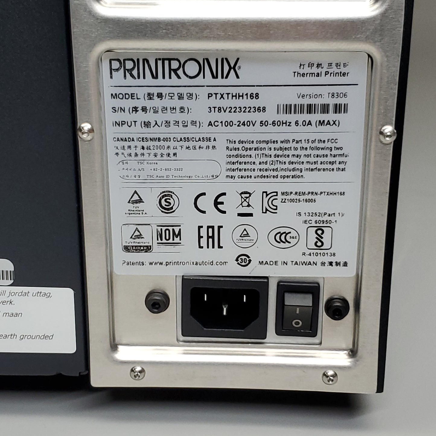 TSC PRINTRONIX Auto ID Barcode Label Printer PTXTHH168 T83N6-1100-0 (New)