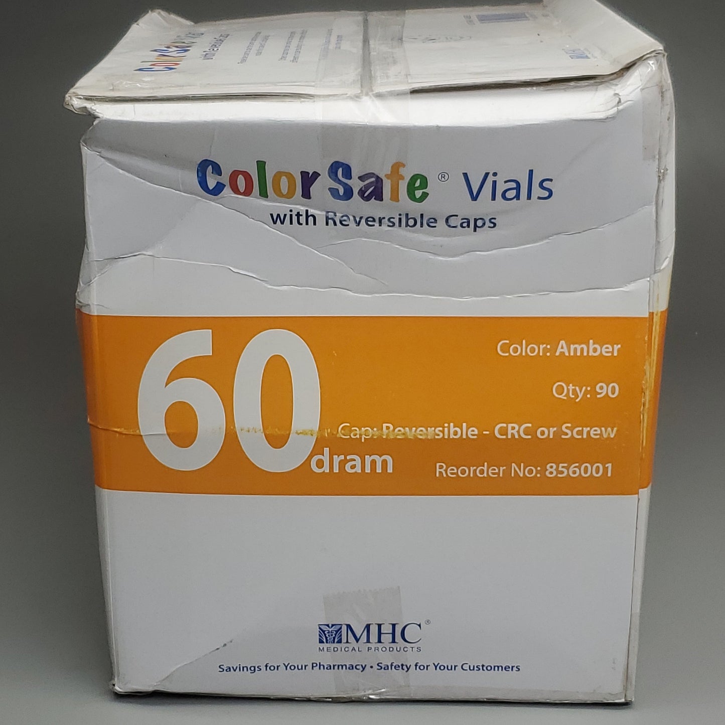 COLORSAFE Vials (90 PACK) 60 dram Amber Vial & Reversible Caps 856001 (New Other)