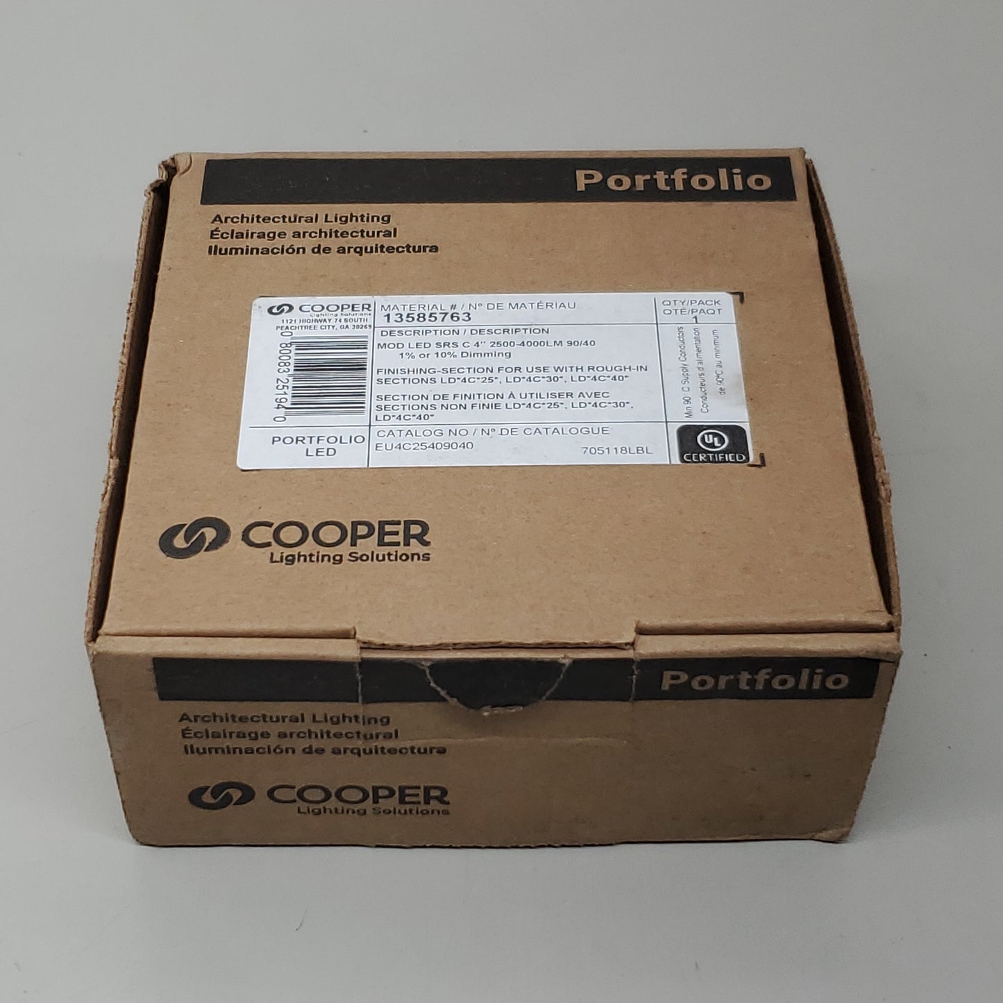 COOPER Lighting Solution Portfolio LED Light 4" Engine 2500-4000LM EU4C25409040