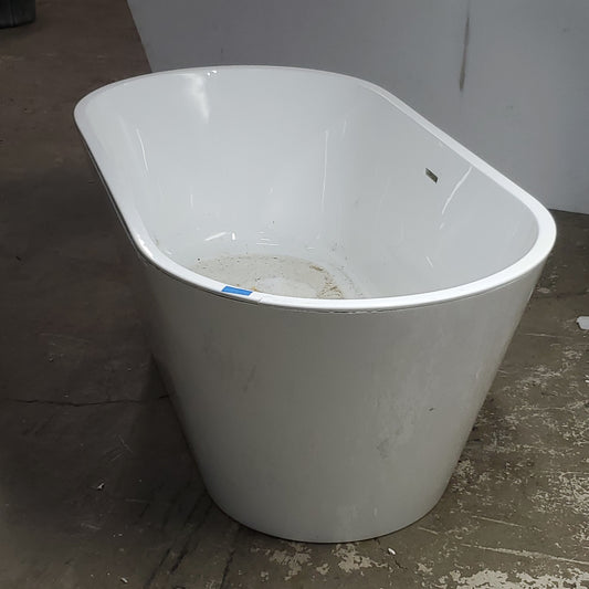 ZA@ WOODBRIDGE Freestanding Bathtub White 59” B0014 BTW1514 (AS-IS Damaged Around the Rim)