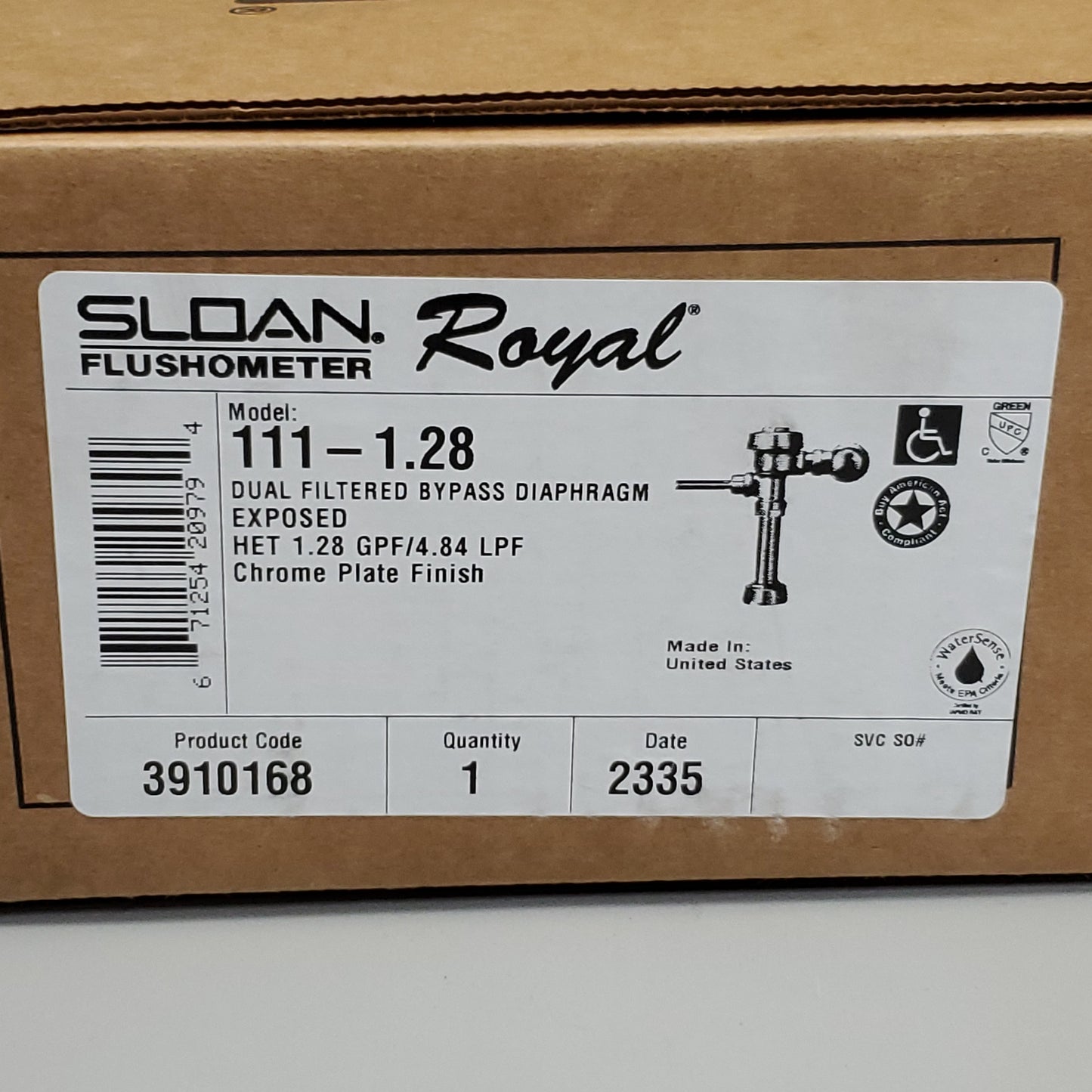 SLOAN Royal 111-1.28 Flushometer 1.28 GPF Exposed Manual Flush 3910168