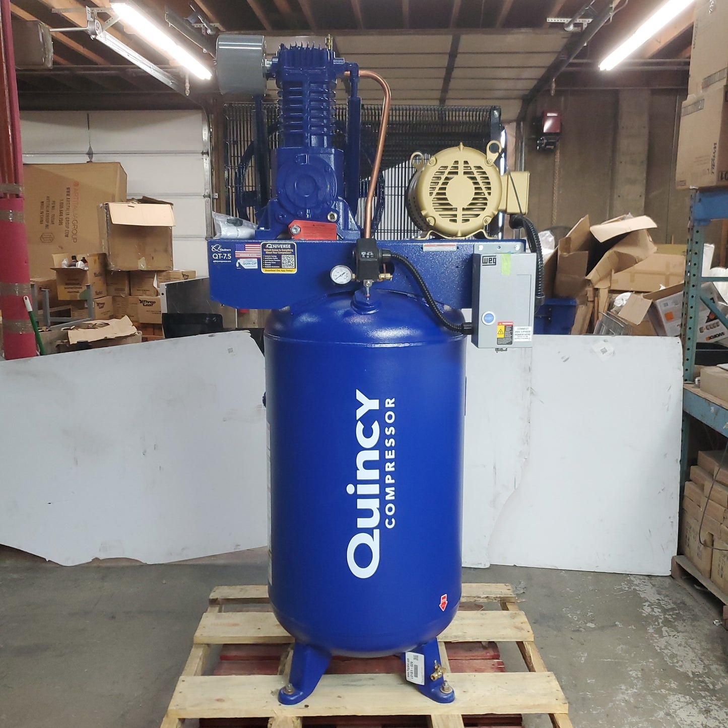 QUINCY QT Pro 7.5 HP 80 Gallon Air Compressor Two-Stage 208V 3Phase 473DS80VCB20