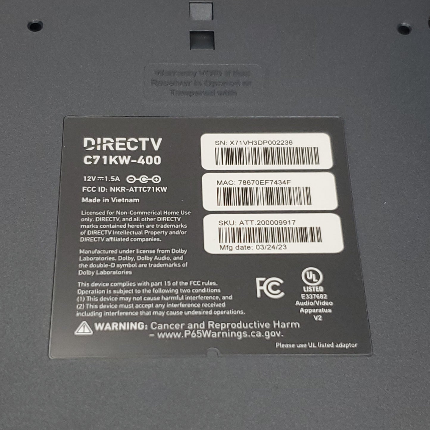 DIRECT TV 2PK! Gemini Android Wireless 4K Satellite TV C71KW-400 (New Without Accessories)