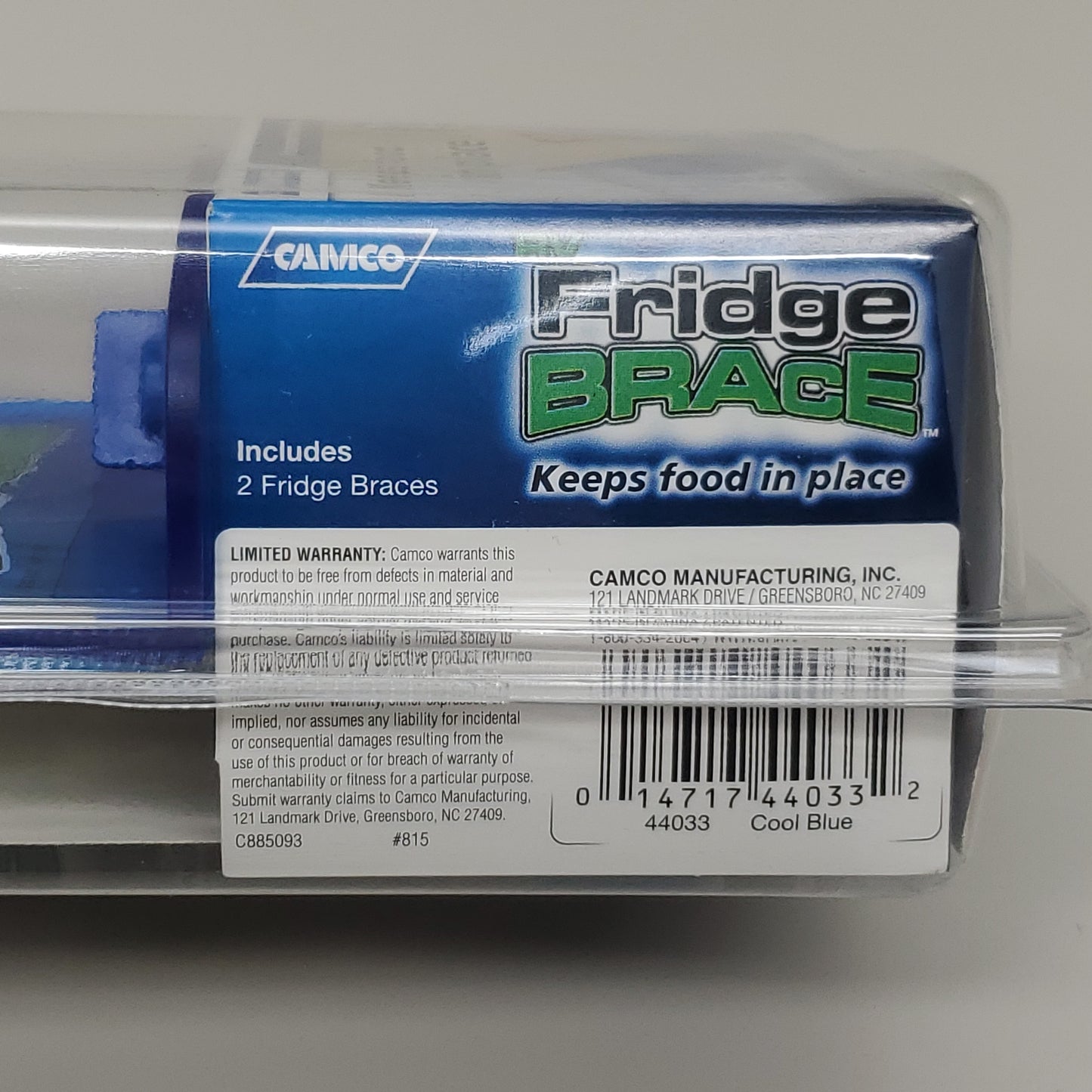 CAMCO RV Fridge Brace 2 Pack Keeps Food in Place Cool Blue 44033