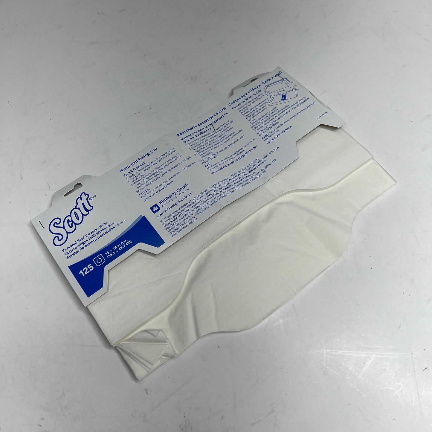ZA@ KIMBERLY-CLARK (3,000 PACK) Scott Pro Personal Seat Covers  15"x18" White 07410 (As-is)