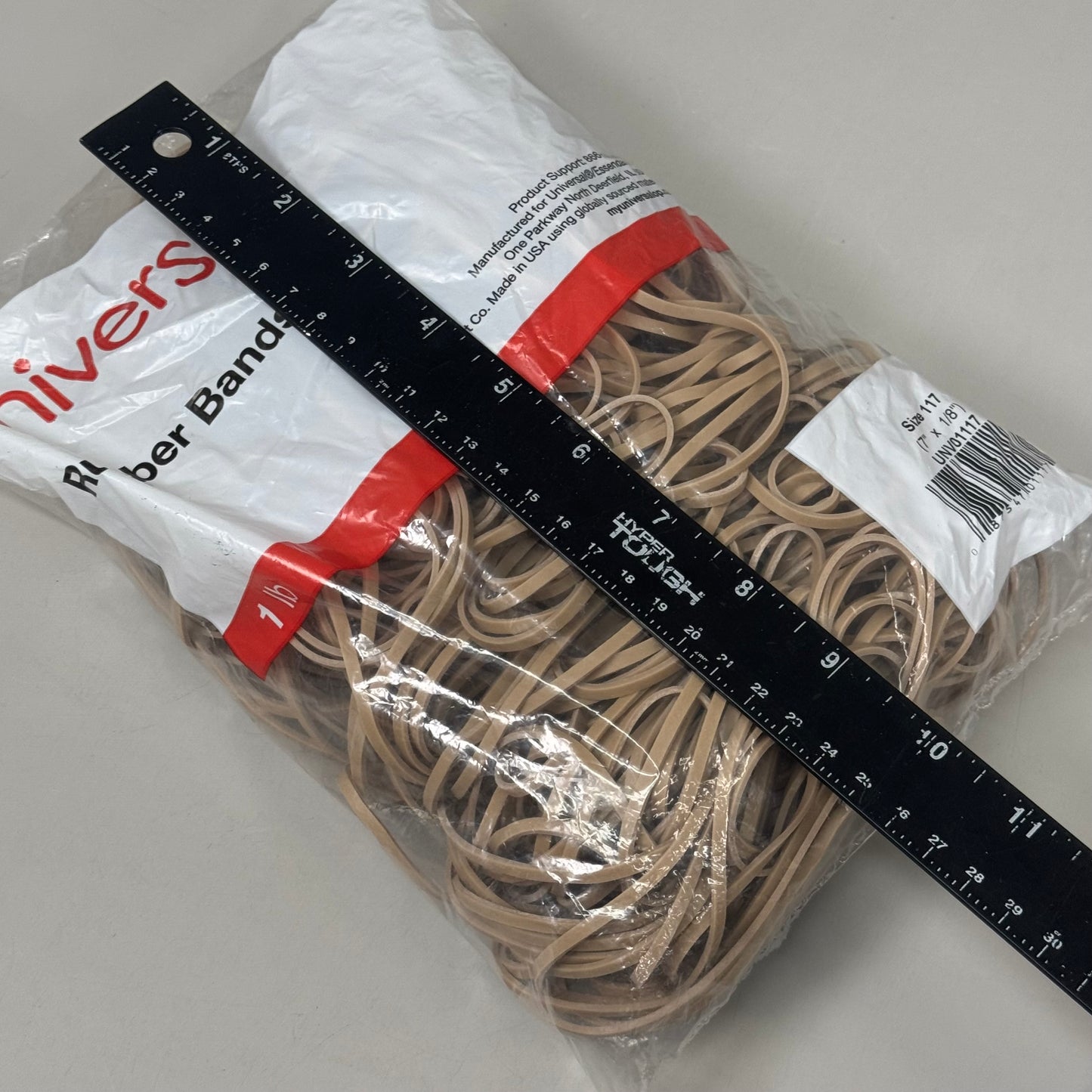 ZA@ UNIVERSAL (2 BAGS, 2 POUNDS) Rubber Bands Stretch Wrap Size 117 7" x 1/8" Beige (Copy)