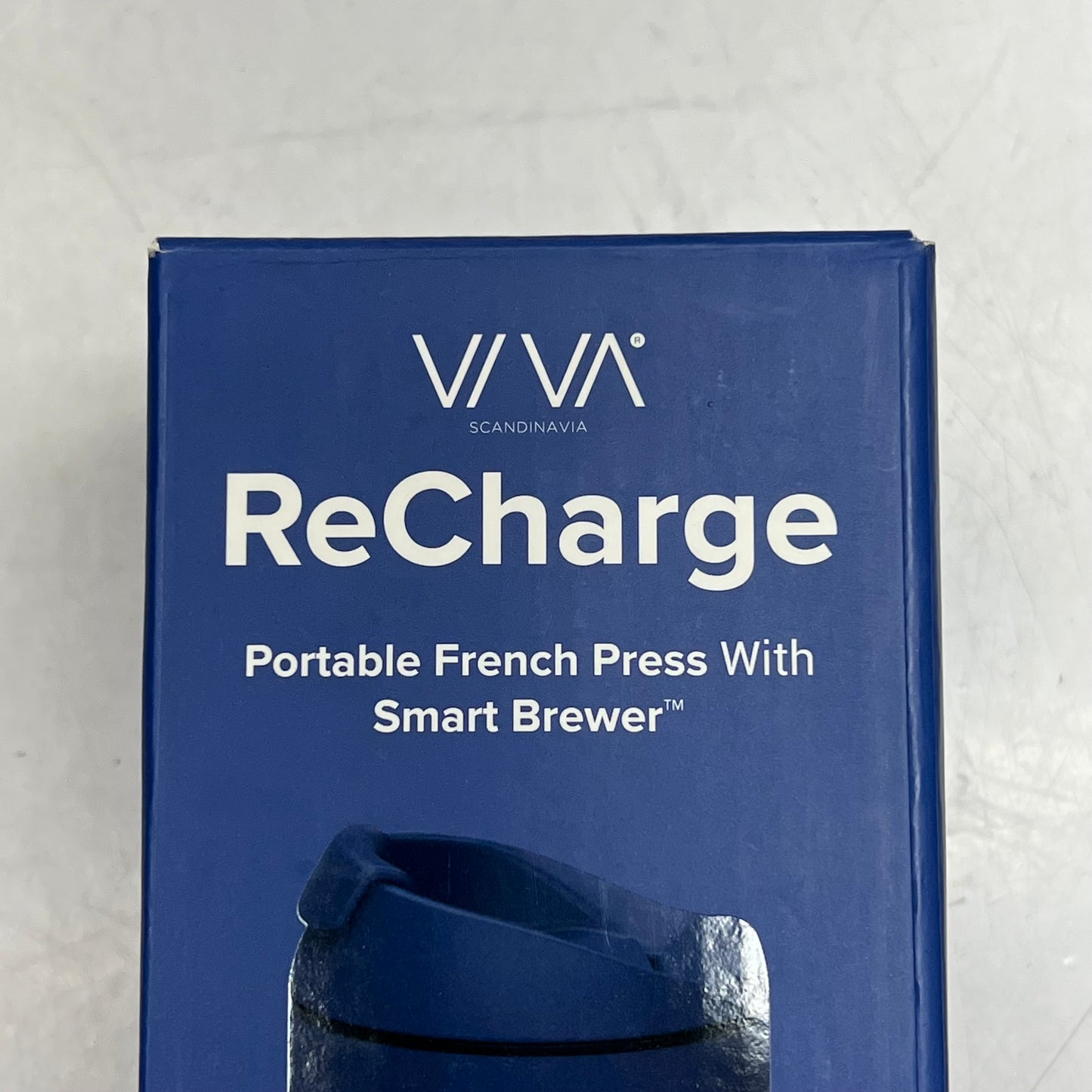 ZA@ VIVA Recharge Portable French Press W/ Smart Brewer on the Go W/ Company Logo 15.5 oz Blue