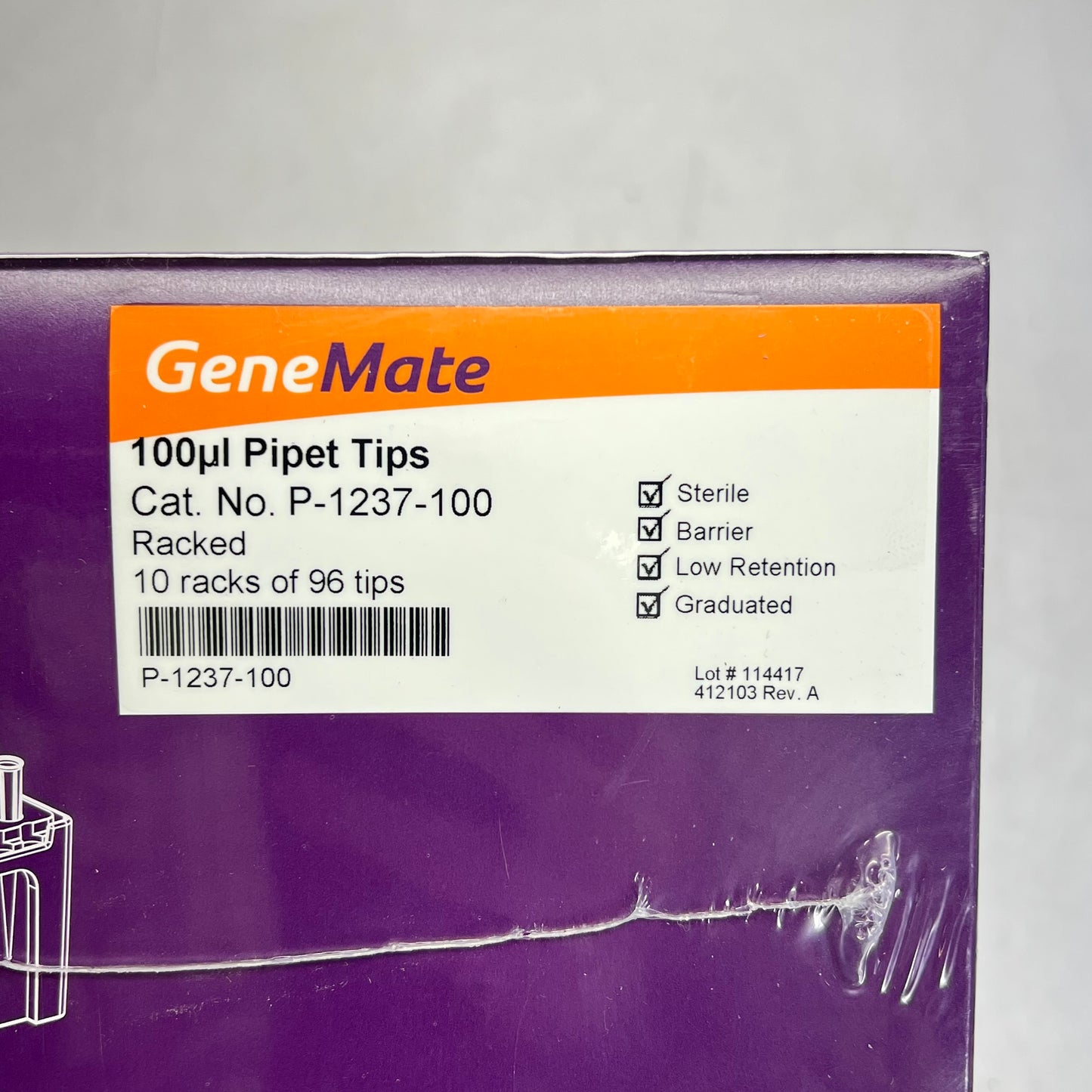 GENE MATE (10 PACK, 96 EACH) Sterile Pipet Tips Clear P-1237-100