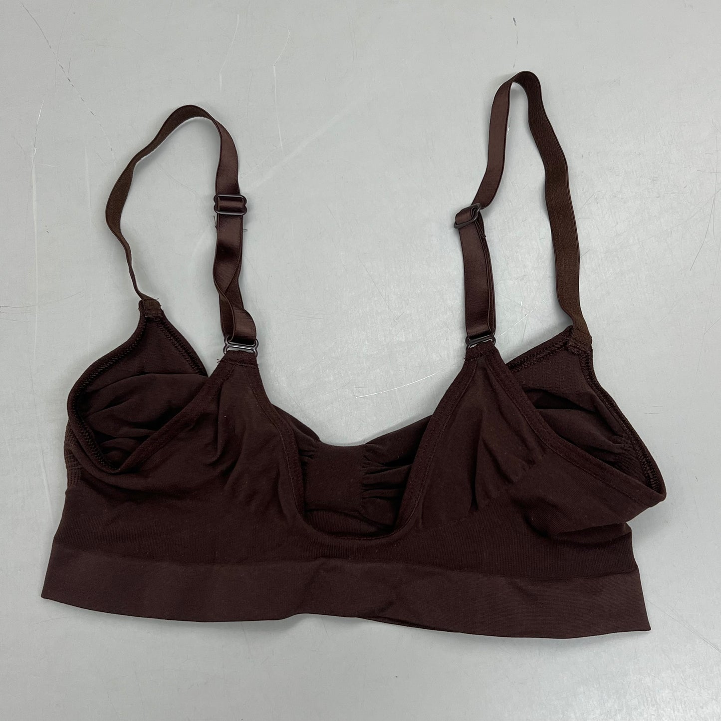 SKIMS Strong Support Seamless Sculpt Bralette Pique Stitching Women's Sz S Cocoa