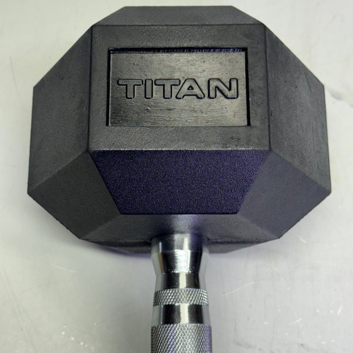 TITAN FITNESS (2 PACK) Black Rubber Coated Hex Dumbbell Single 50lb HEXDBB_50