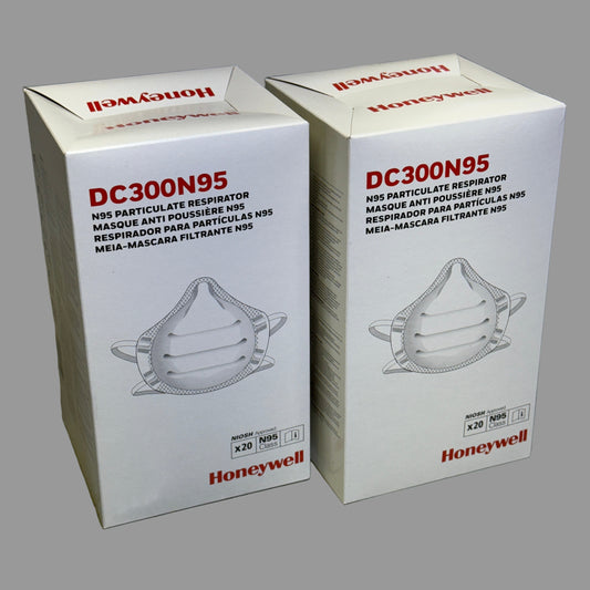 ZA@ HONEYWELL (2 BOXES, 40 Total Masks) N95 Respirator Mask NIOSH Appr. USA White DC300N95