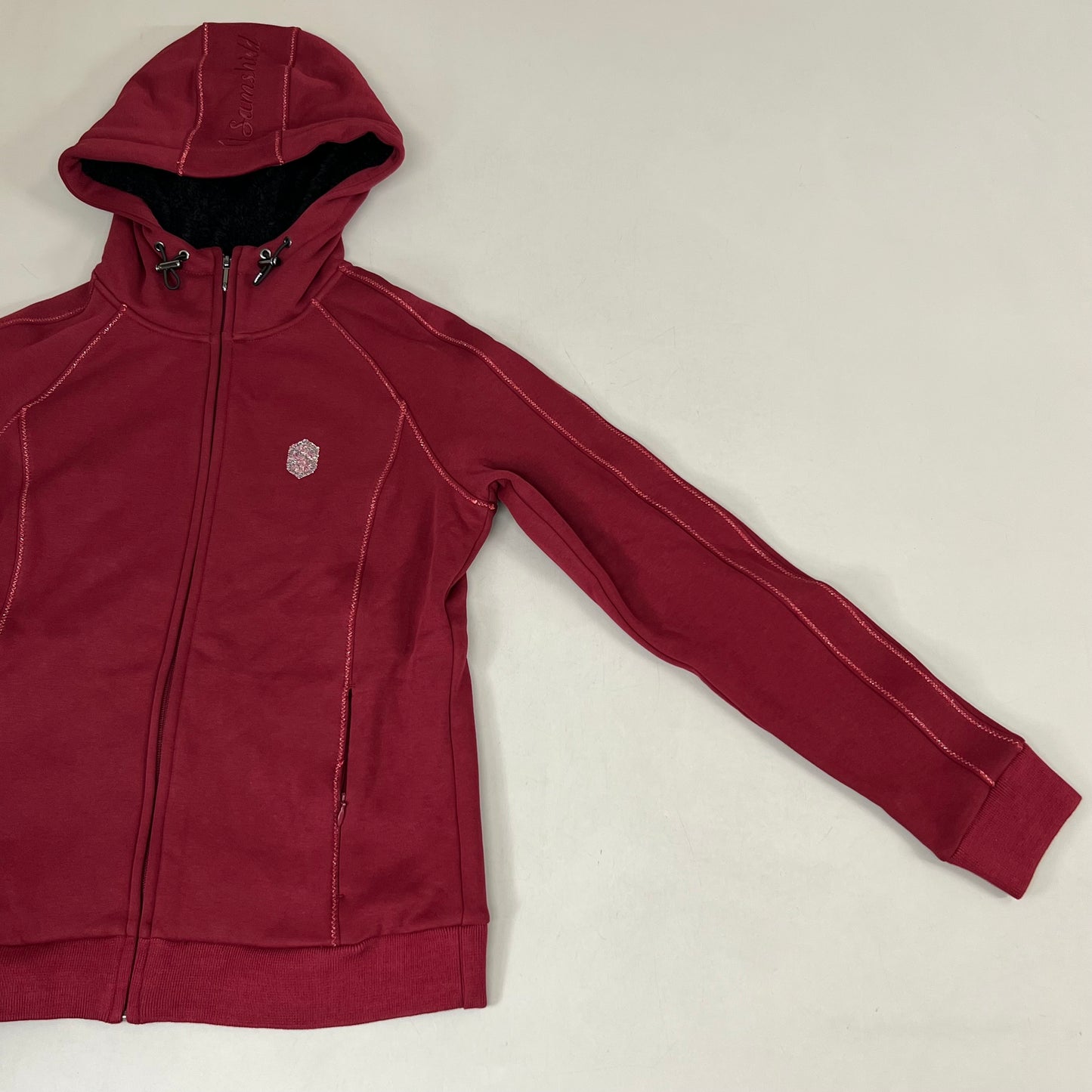 SAMSHIELD Ivy Equestrian Wool Lined Zip Up Hooded Jacket Women's Sz S Raspberry