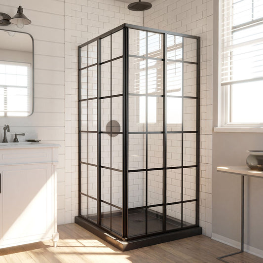 ZA@ Pallet of DREAMLINE French Corner Flamed Sliding Glass Shower Enclosure SHEN-8140400-89 (New)