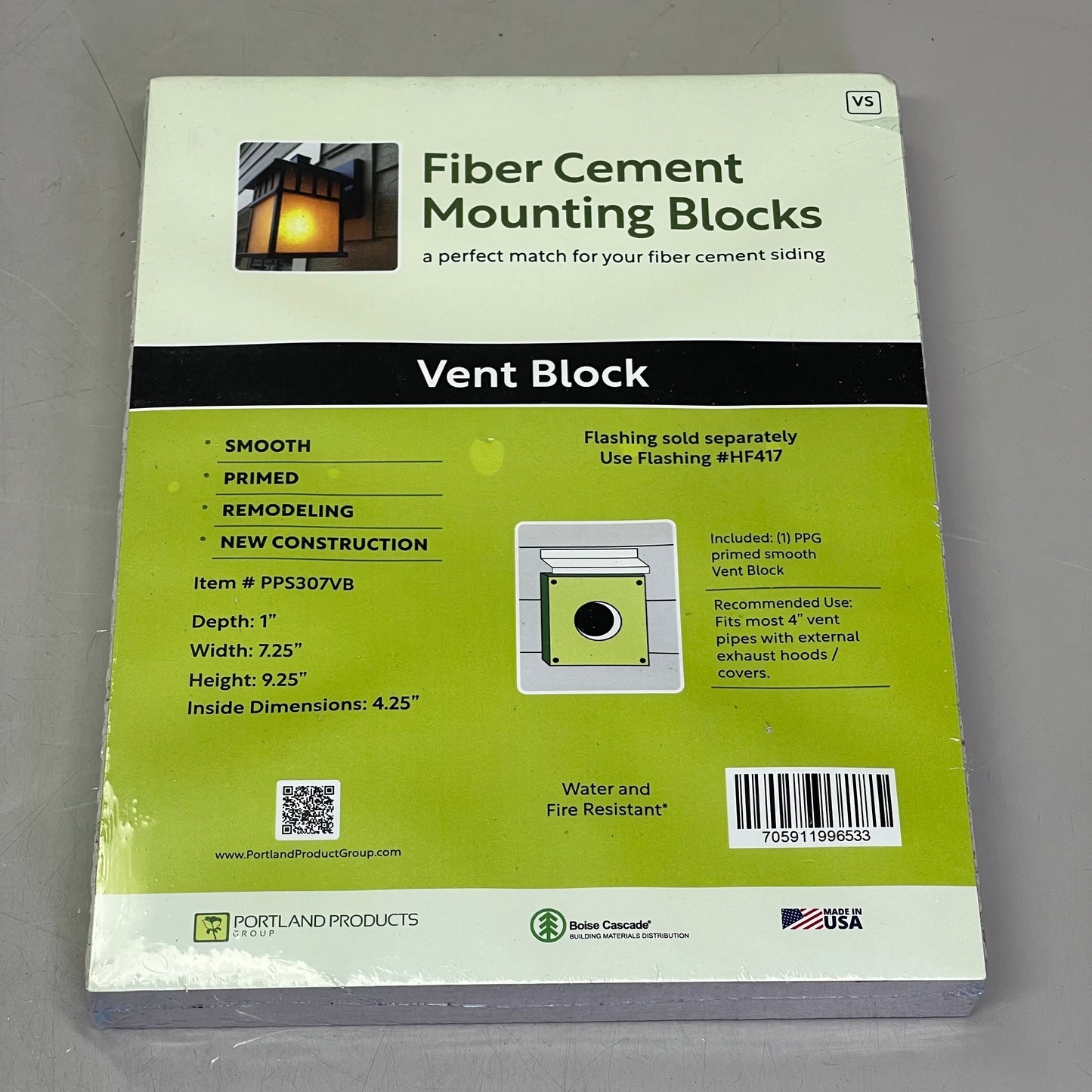 PORTLANDPRODUCTS (10 PACK) Primed Smooth Vent Block O/D 7.25" x 9.25" x I/D 4.25" Grey PPS307VB