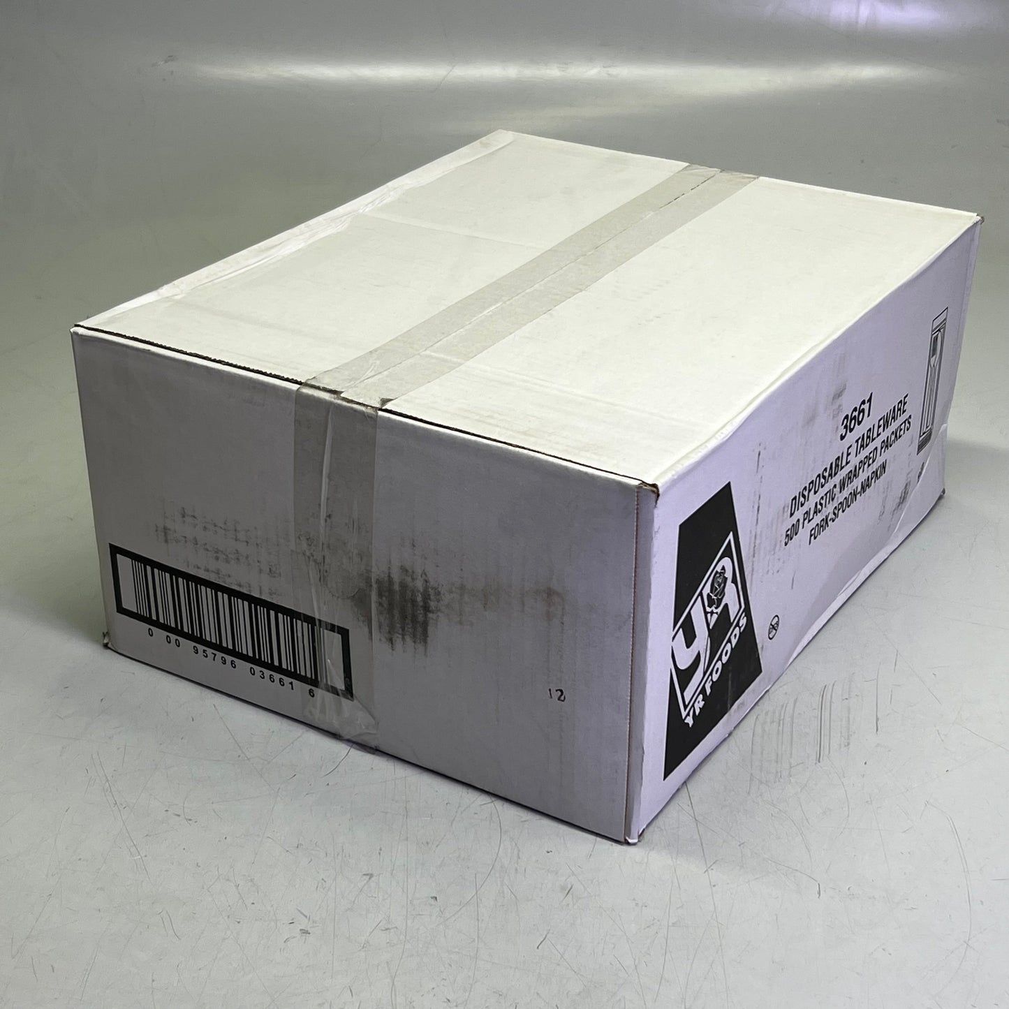 ZA@ YRFOODS (500 PACK) Plastic Cutlery, Fork-Spoon-Napkin 3661 (New Other, Distressed Box) A