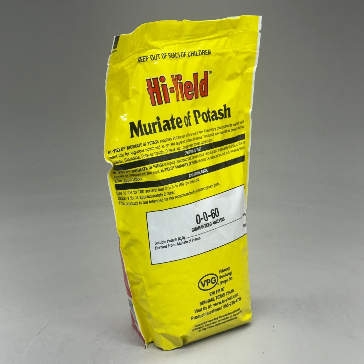 HI-YIELD Muriate Of Potash 0-0-60 (4 POUNDS) Covers 800 Sq Ft 32145