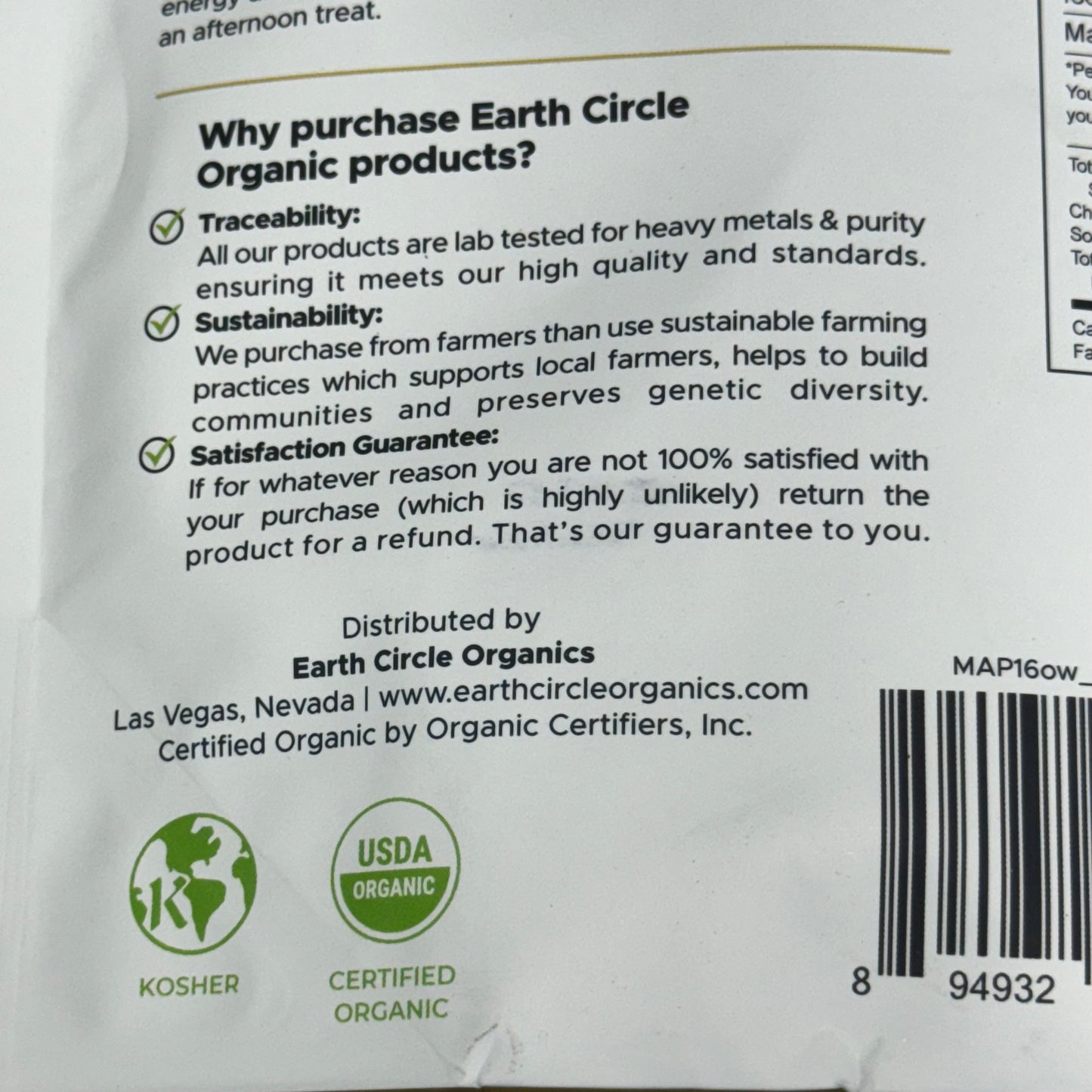 EARTH CIRCLE Organic Maca Powder 16 OZ (454g) BB 07/17/25