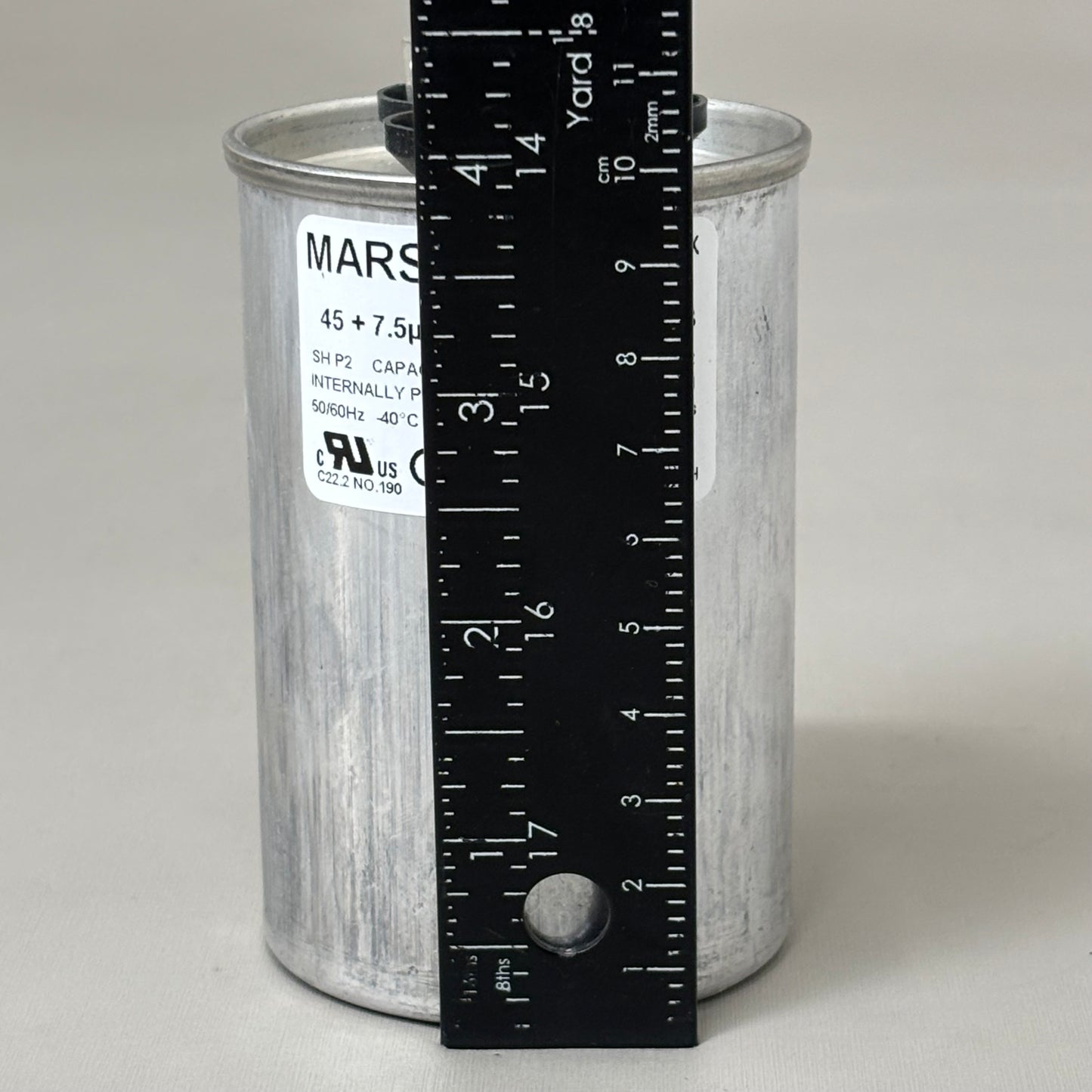 MARS Aluminum Motor Run Capacitor Round 45/7.5 MFD 440/370VAC Dual Voltage 14289