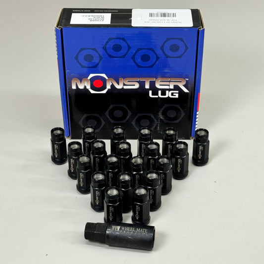 MONSTER LUG Kit Open Ended Top Black Finish 20 Pieces 1 Key M14xP1.5 33006B