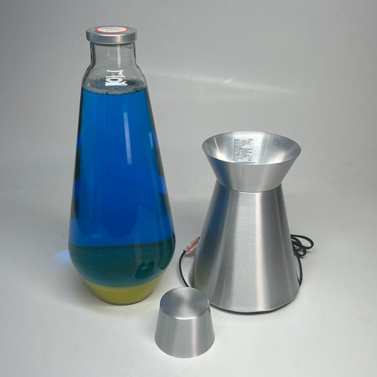 SCHYLING Grande Lava Lamp Soft Warm Light  27" Tall Yellow/Blue W/ Silver Base
