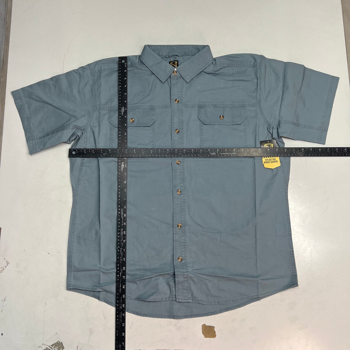 NOBLE OUTFITTERS Short Sleeve Weathered Work Shirt Men's Sz XL-R Light Blue 12005