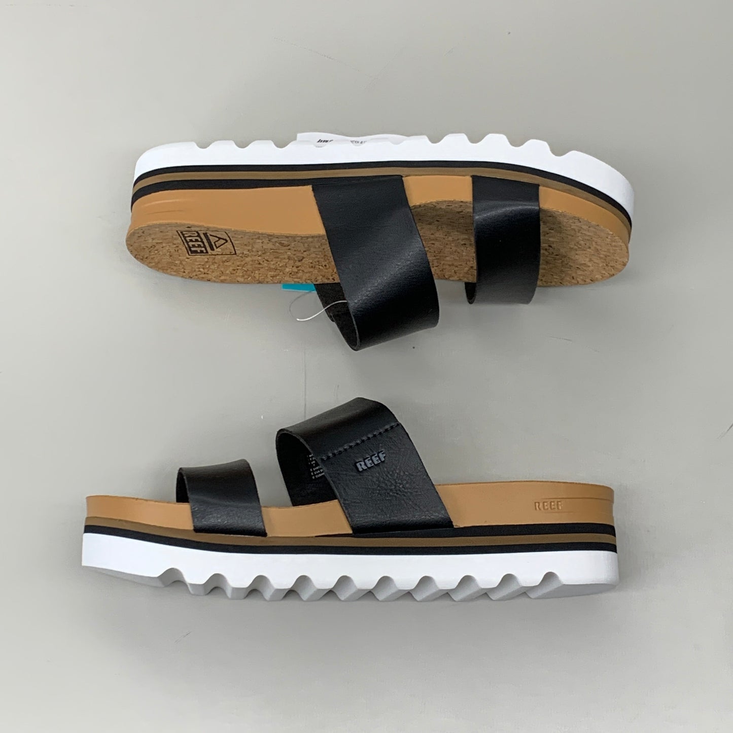 REEF Cushion Vista Hi Vegan Leather Sandals Women's Shoes Sz 8 Black RFOA3YP5BLA