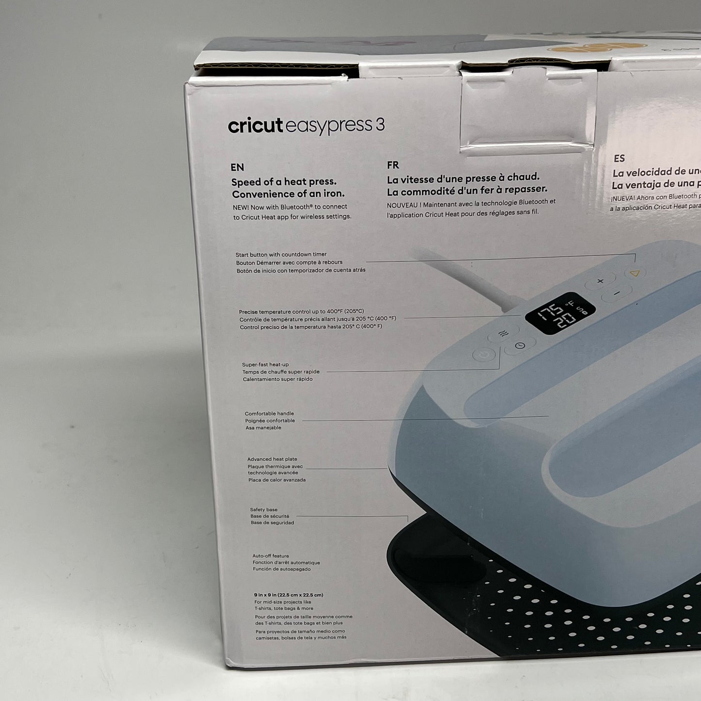 CRICUT Easy Press For Fabrics Bluetooth Connection To App 9"x9" Light Blue