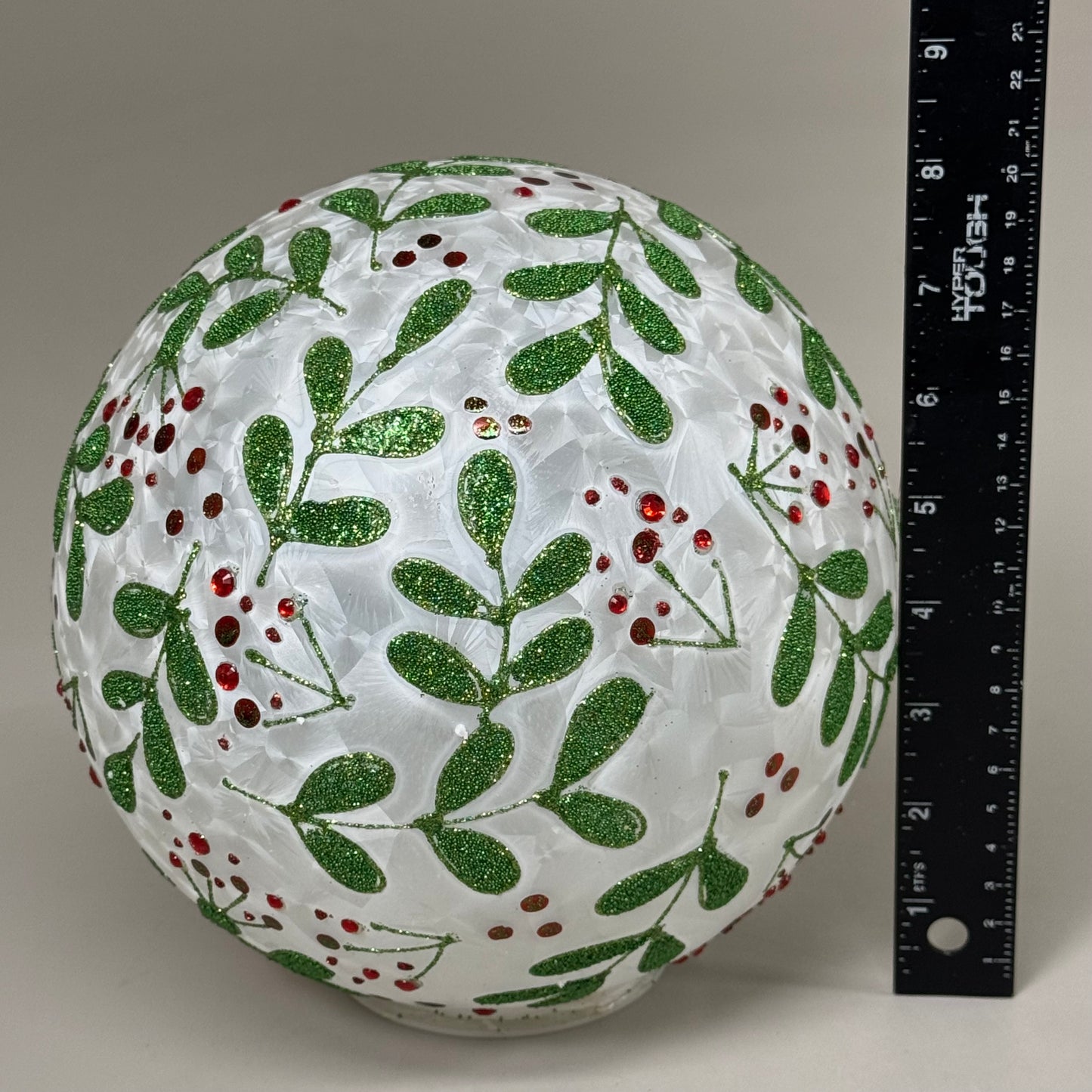 RAZ IMPORT (SET OF 2) Glass Lighted Botanical Holly Balls 8" Green/Red 4422952