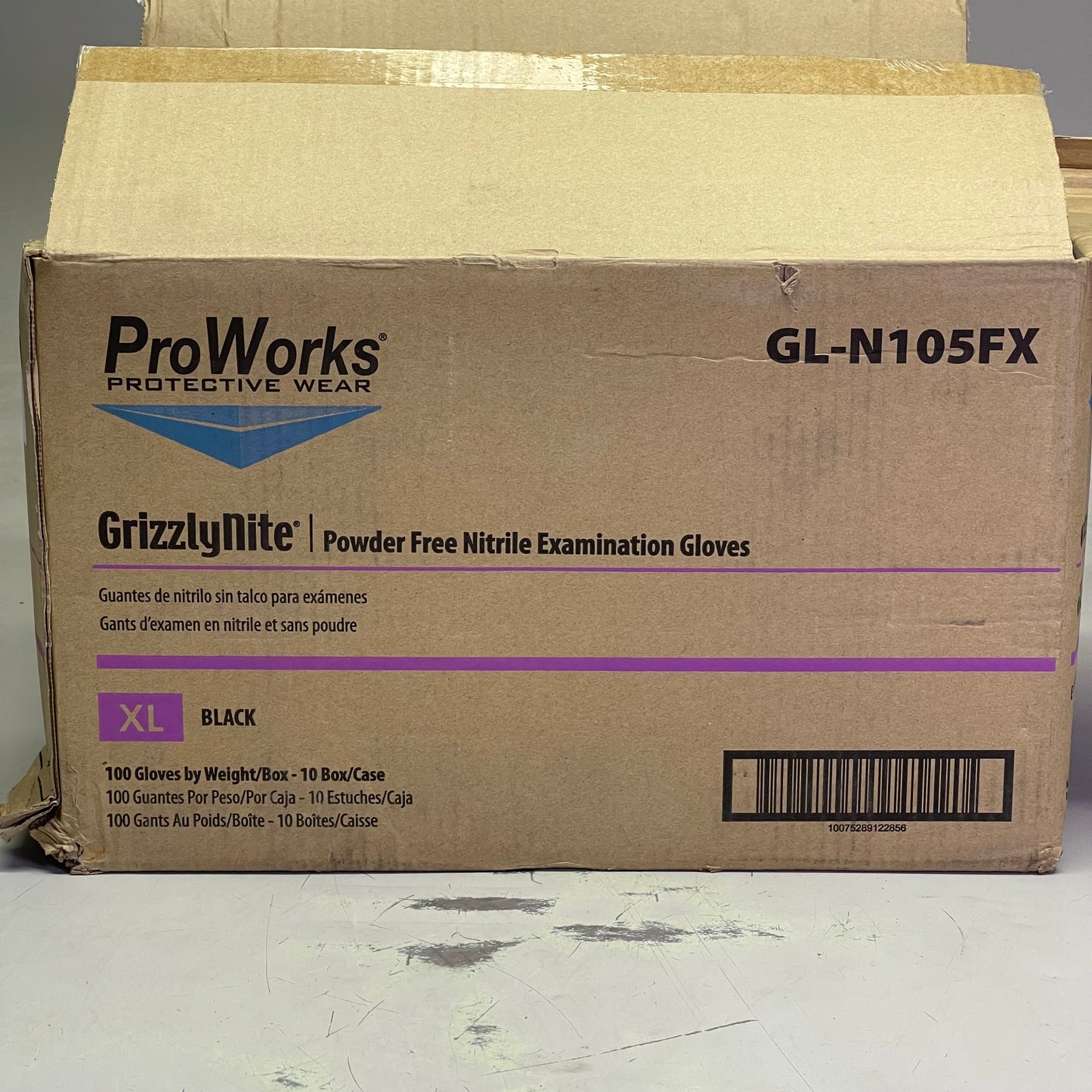 PROWORKS (1000 PACK) GrizzlyNite Powder Free Nitrile Examination Gloves XL Black GL-N105FX