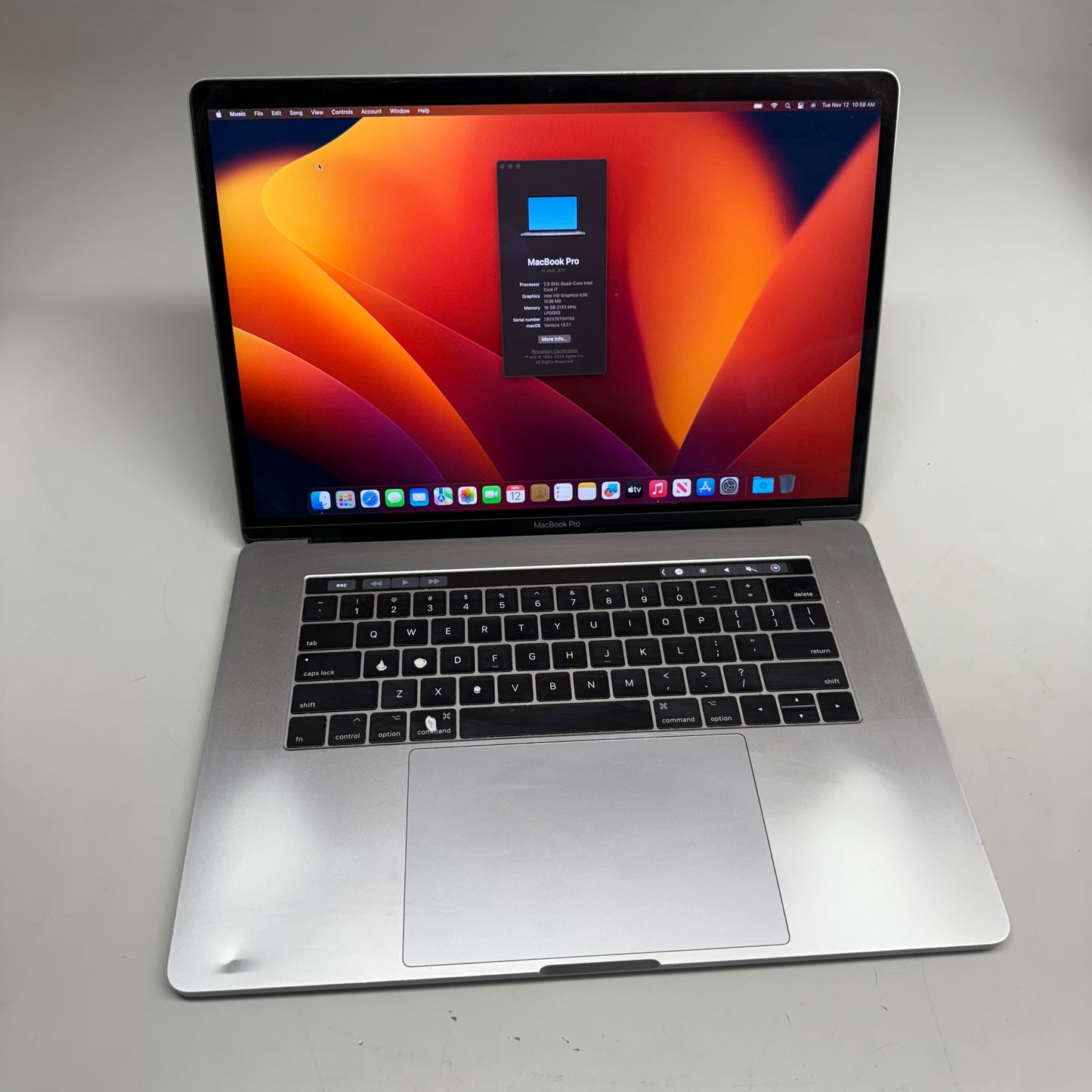 APPLE Macbook Pro 15" Laptop 2017 i7 2.9Ghz 16GB (Pre-Owned) Without Accessories