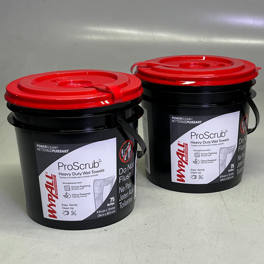 WYPALL POWERCLEAN (2 PACK) 75 Towels-Heavy Duty Wet Towels Sz 9.5" x 12", 91371