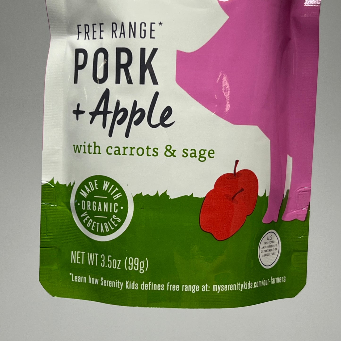 SERENITY (6 PACK) Free Range Pork + Apple, Carrots & Sage Pouches 3.5oz BB 09/27