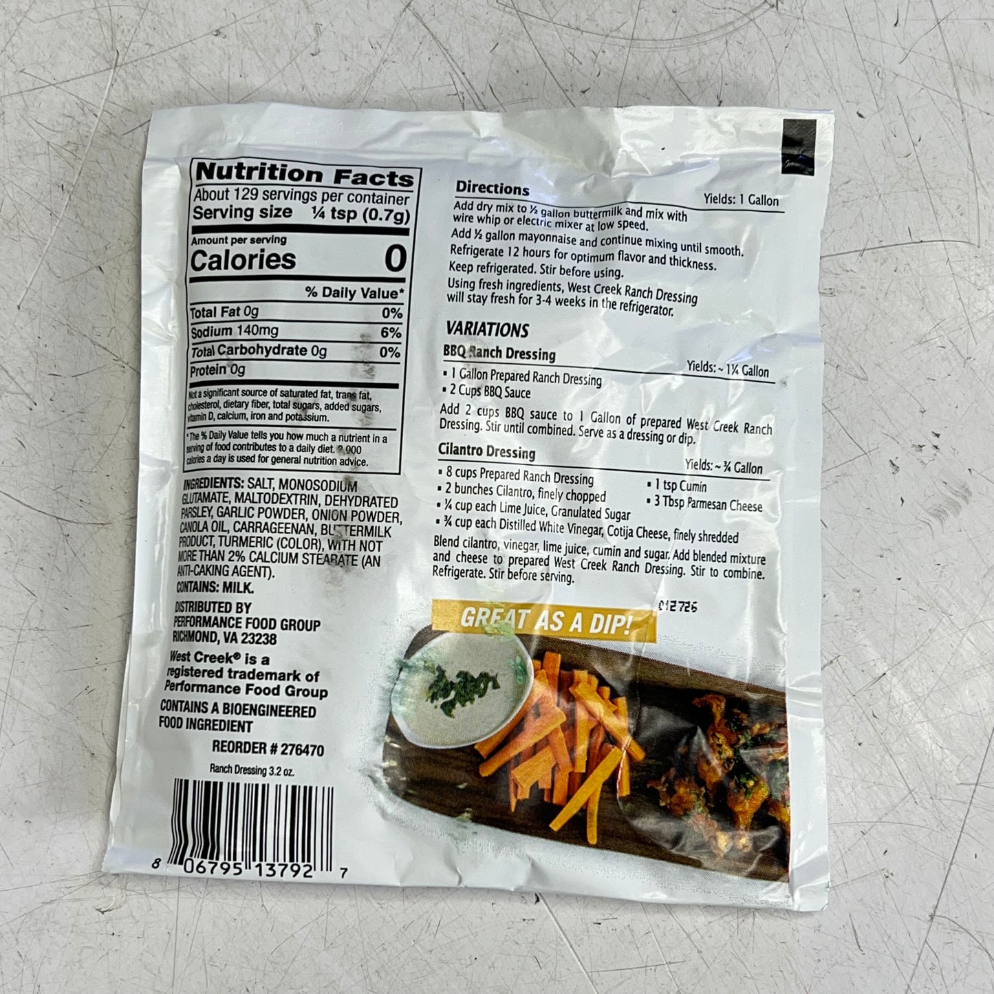 ZA@ WEST CREEK (18 PACK) Ranch Dressing 3.2 Oz Makes One Gal Each BB 01/26