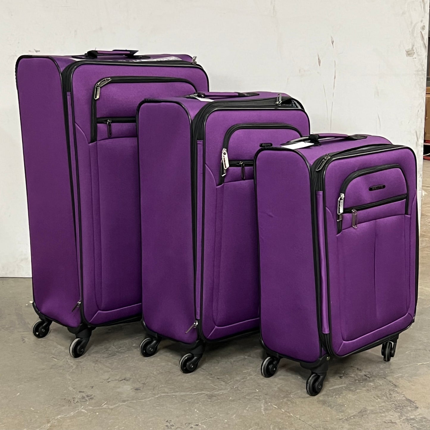 DEJUNO (3 PACK) Light Weight Expandable Spinner Rolling Suitcase Set Purple