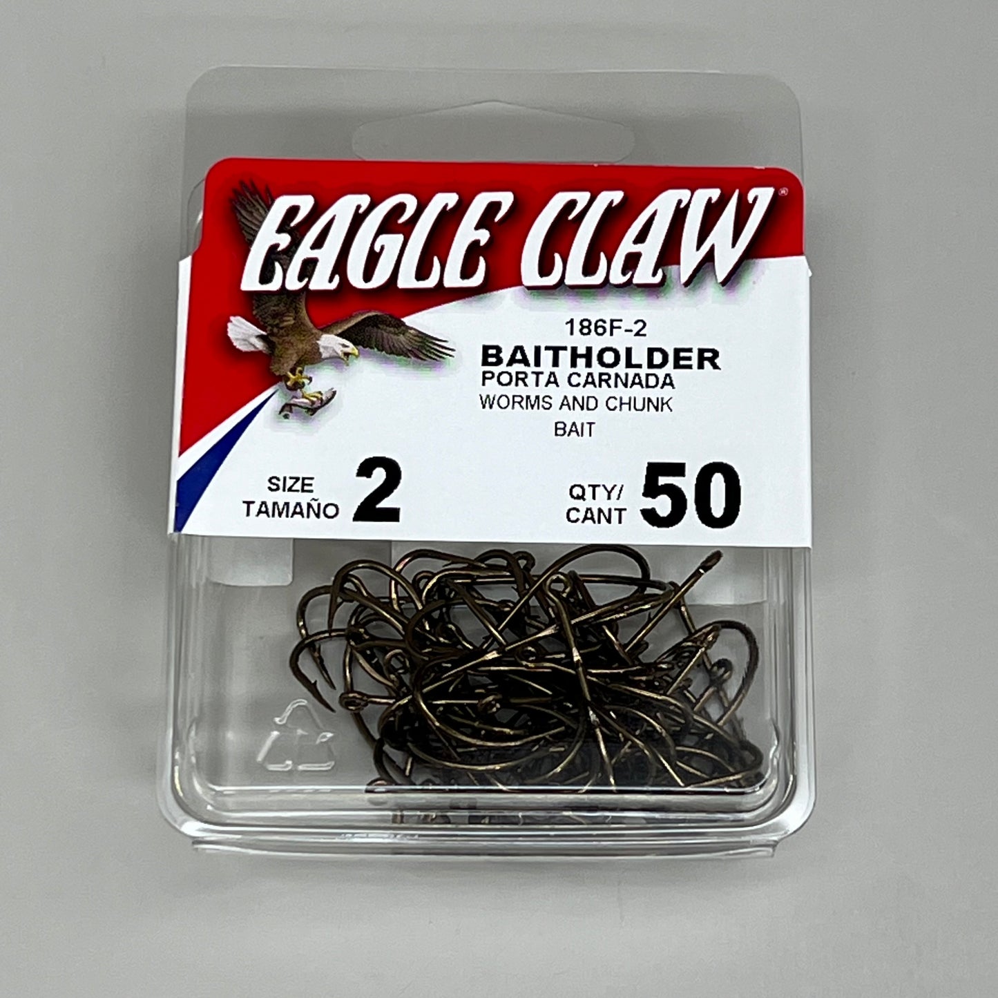 EAGLE CLAW High Carbon Steel Worms & Chunk Bait Holder Bronze #2 50pc 186F-2