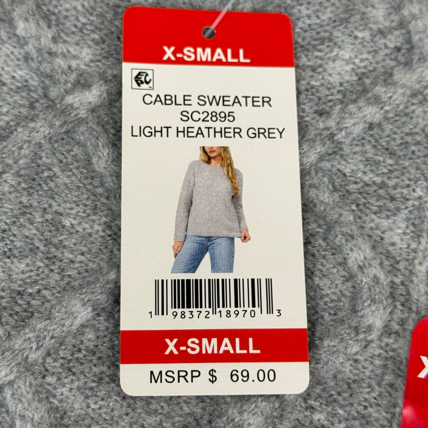 VINCE CAMUTO Cable Knit Sweater Women's Sz-XS Light Heather Grey SC2895