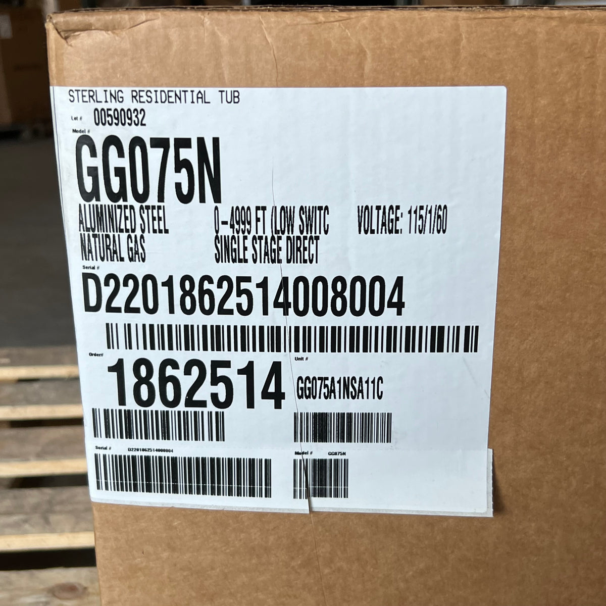 STERLING Low Profile Gas Unit Heater Power Vented  75,000 Grey GG075A1NSA11