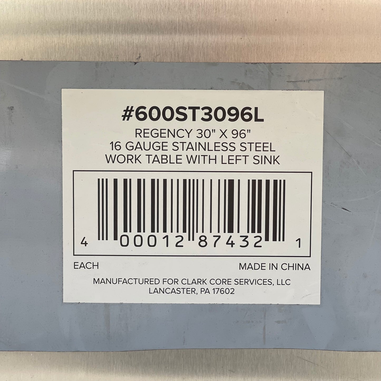 Z@ Pallet of REGENCY Work Table w/ Left Sink Stainless Steel 600ST3096L (NEW)