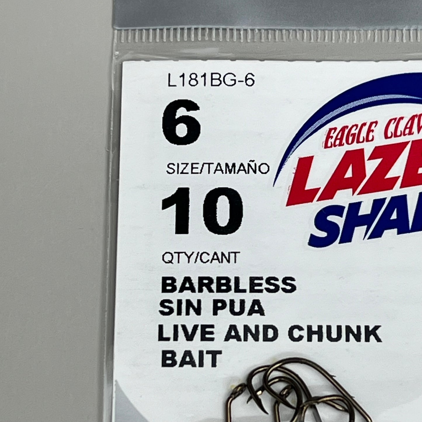 EAGLE CLAW (5 PACK) Lazer Sharp Barbless Baitholder Hook Bronze #6 10pc L181BG-6