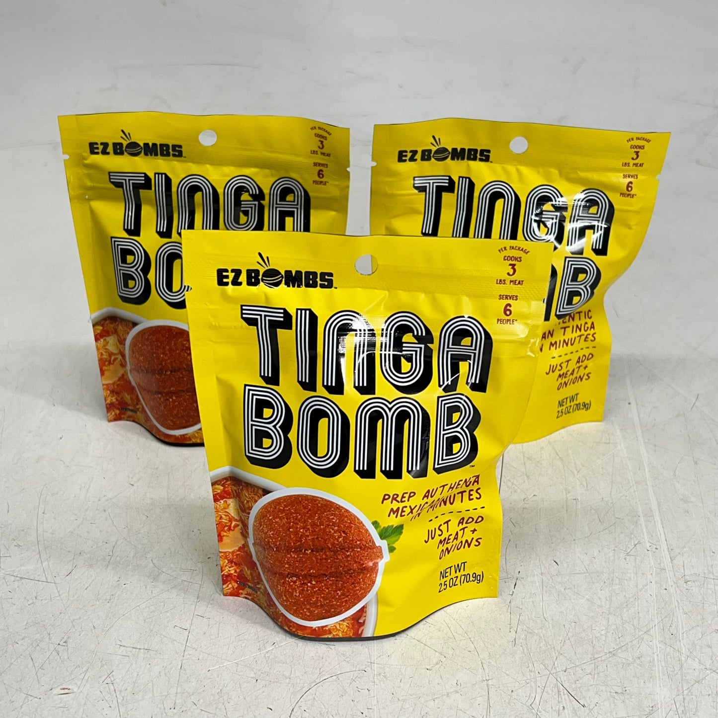 EZ BOMBS (3 PACK, 3 Each) Tinga Bomb Seasoning Authentic 2.5oz Red BB 09/27