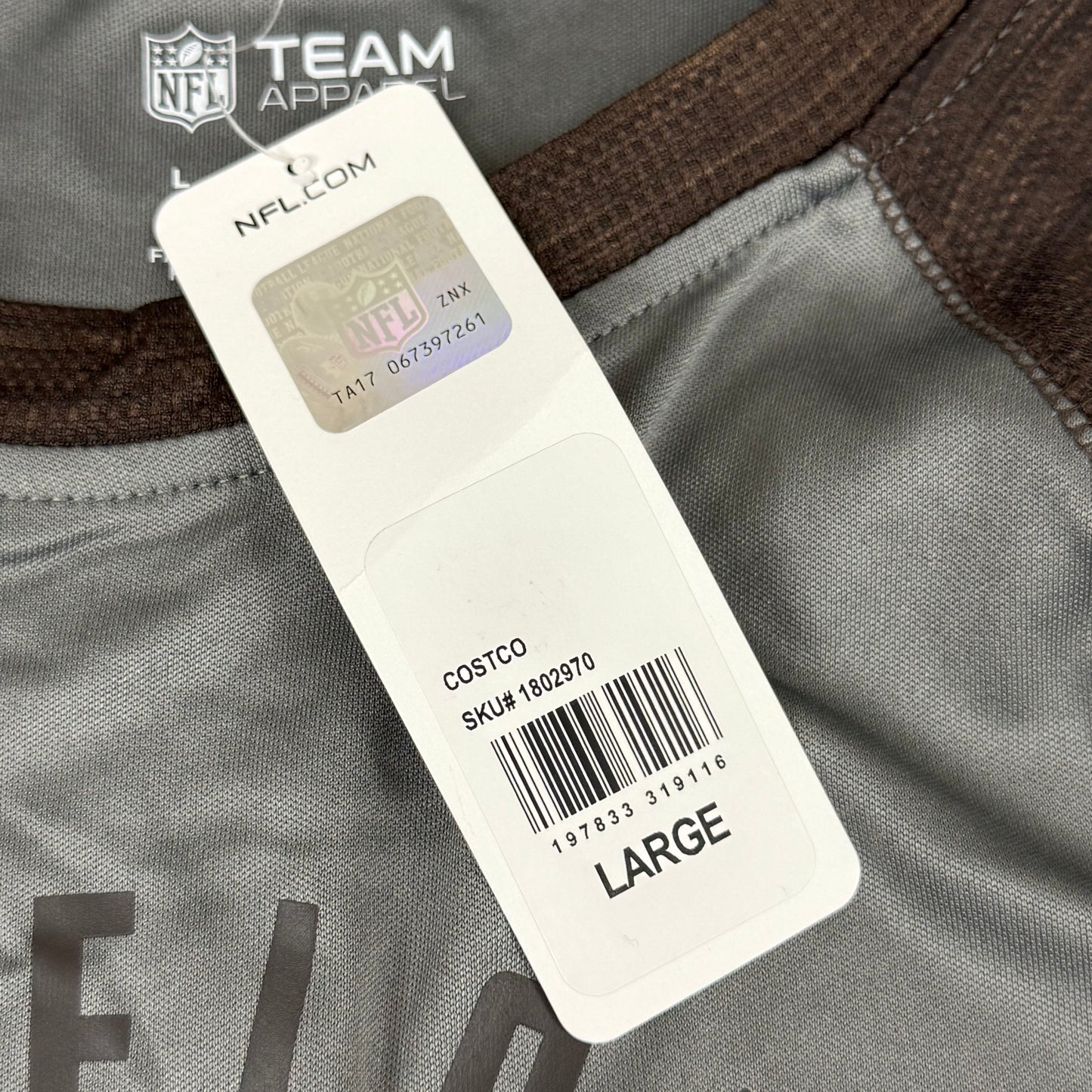 NFL Cleveland Browns Long Sleeve Shirt L Brown/Grey 1802970