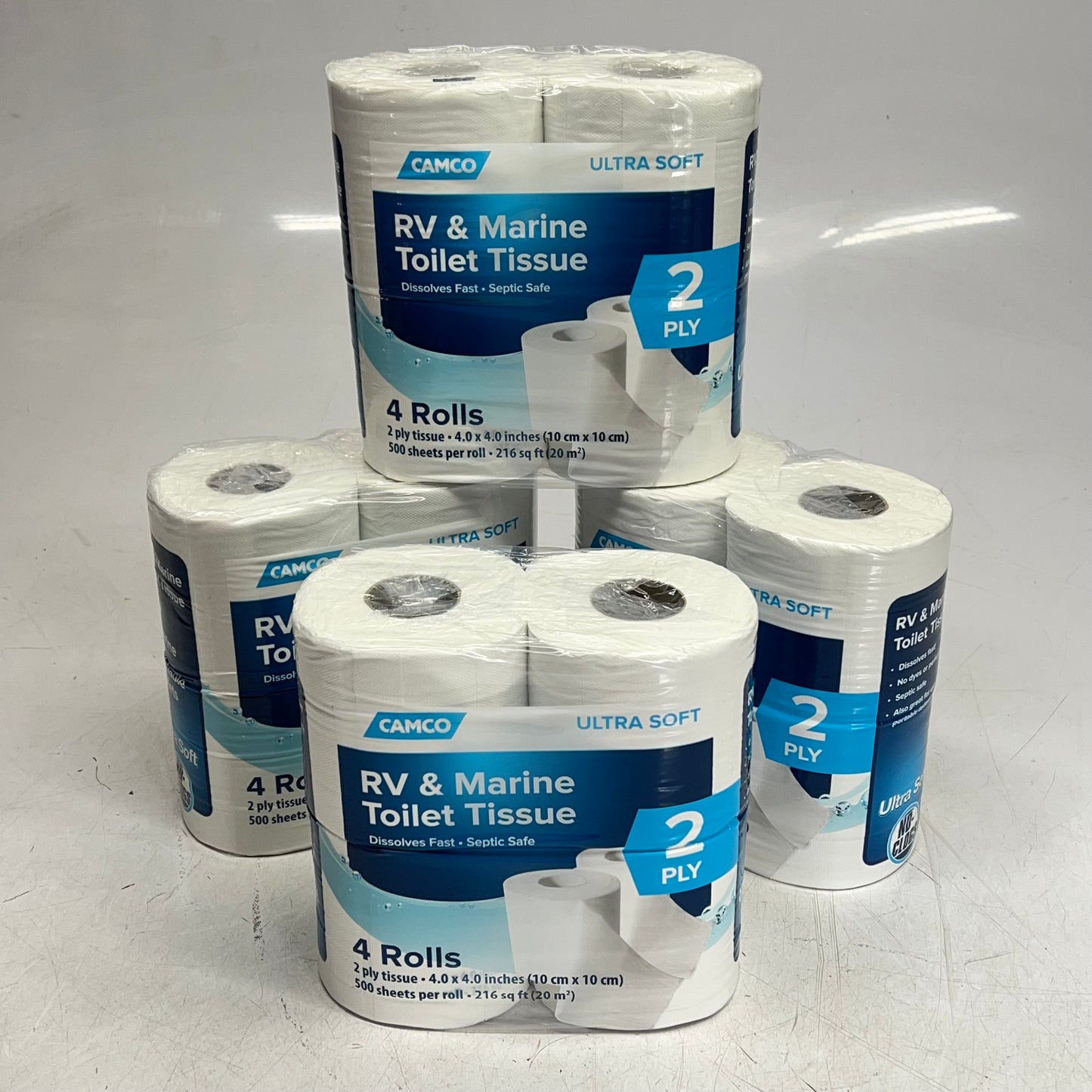 ZA@ CAMCO (4 PACK, 4 EACH) Rv & Marine Toilet Tissue  2-Ply 500 Sheets White 40274