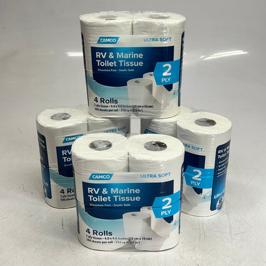 ZA@ CAMCO (4 PACK, 4 EACH) Rv & Marine Toilet Tissue  2-Ply 500 Sheets White 40274