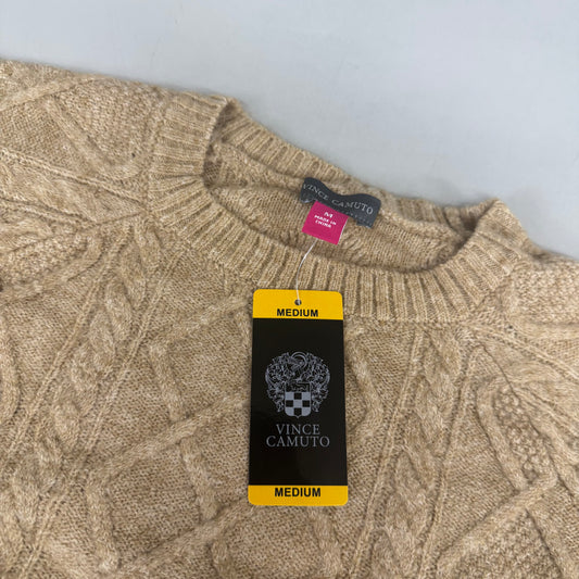 VINCE CAMUTO Cable Knit Sweater Women's Sz-M Latte Heather SC2895