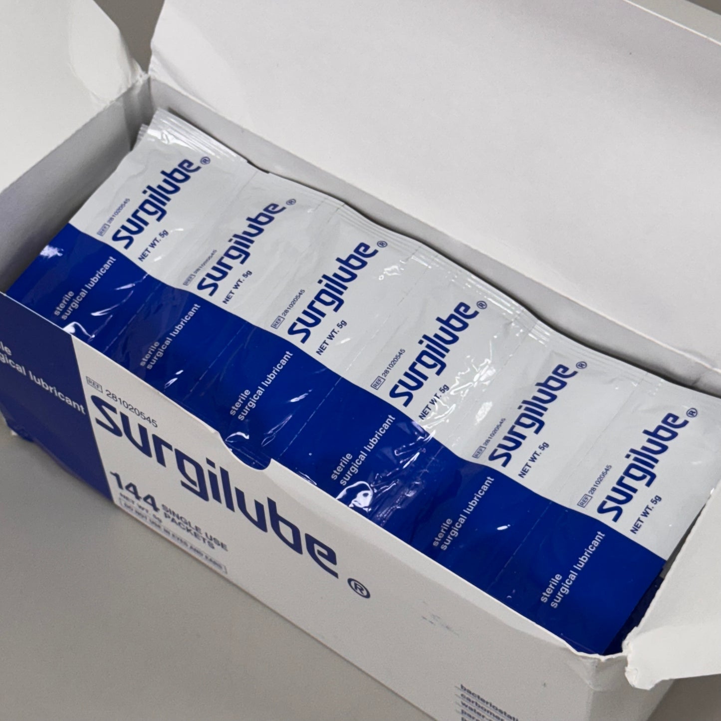 SURGILUBE (144 PACK) Sterile Water-Soluble Surgical Lubricant 5 g BB 04/2027