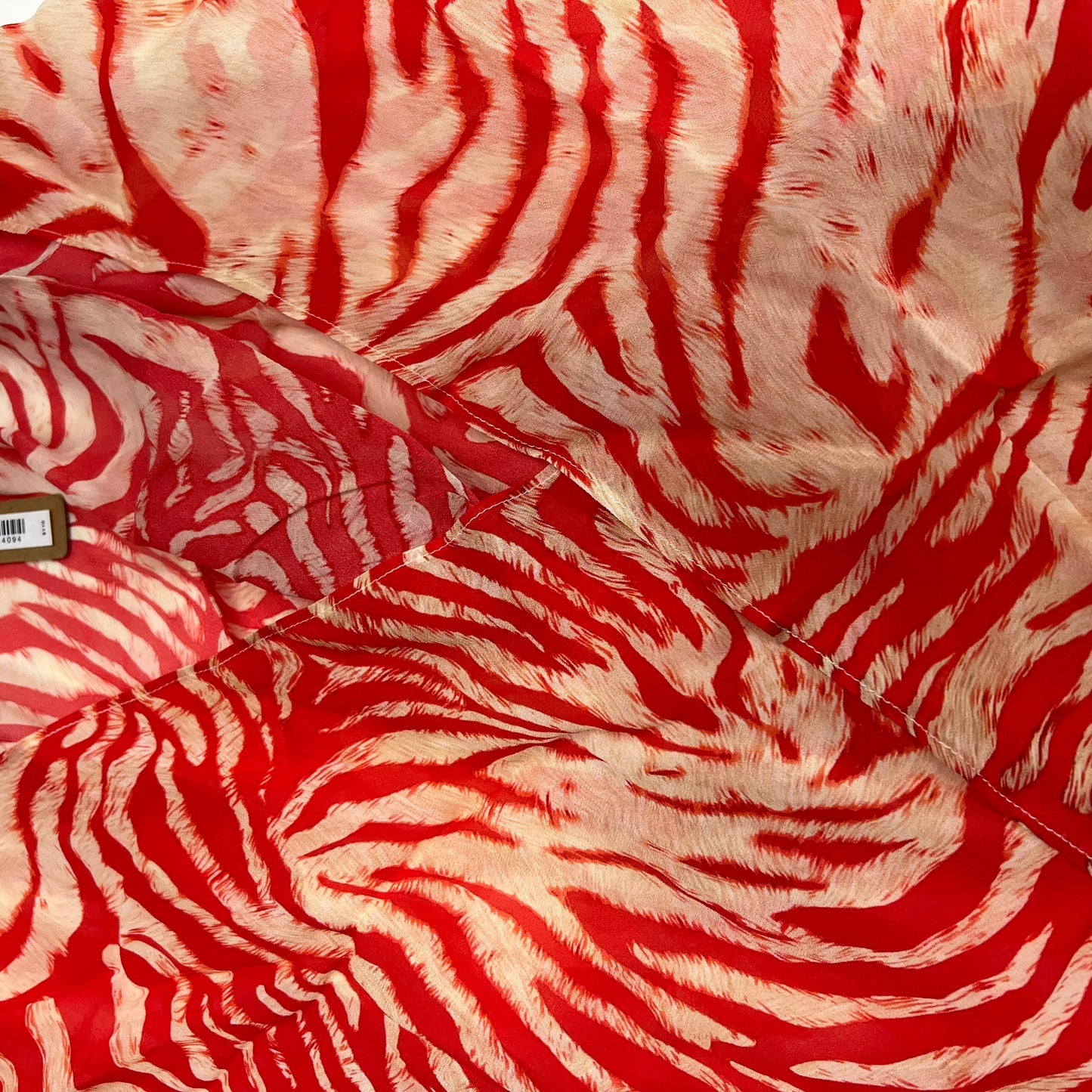 SKIMS Sheer Open Front Sarong Women's Sz S Carmine Zebra Print CU-ONE-10711W